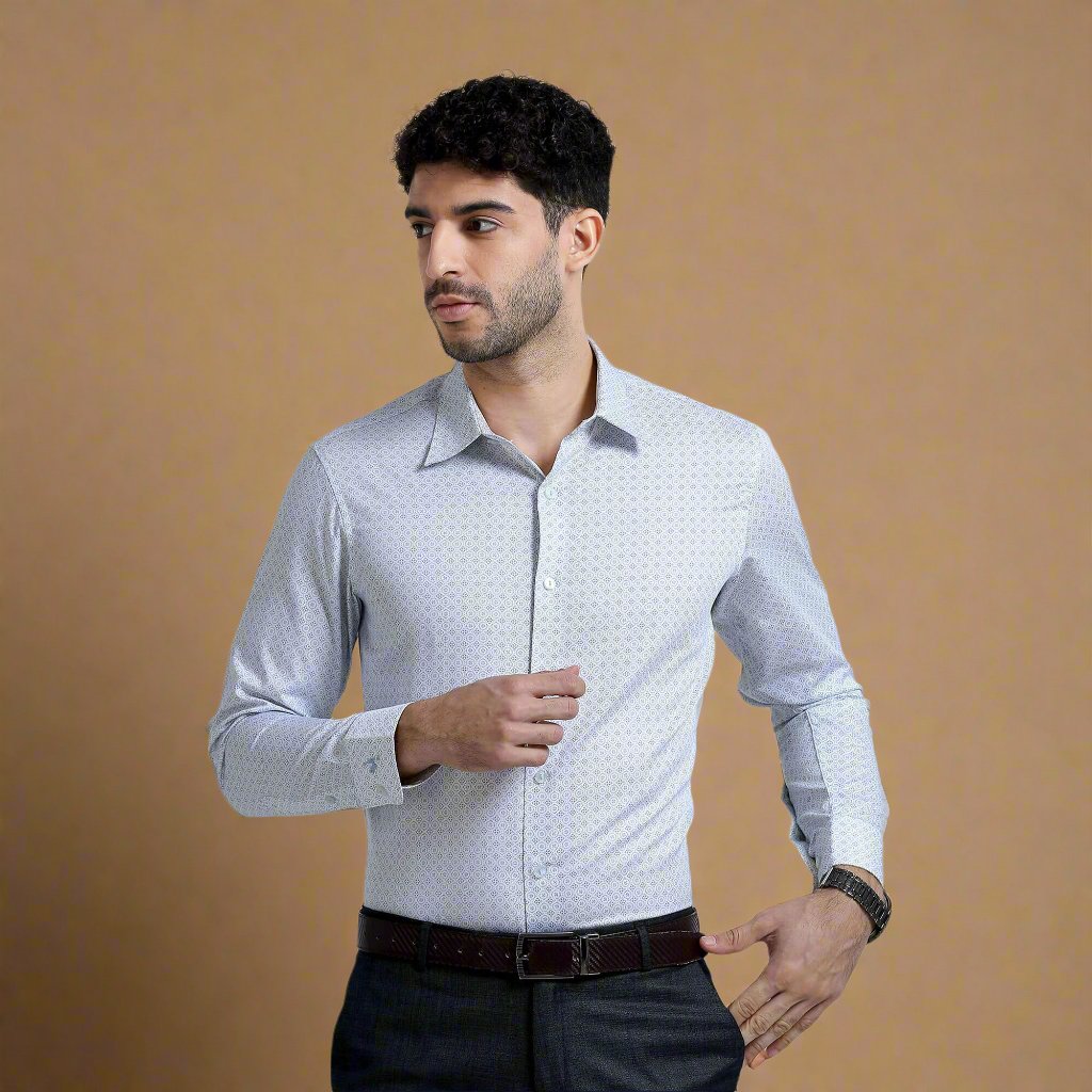 Serenity Giza Shirt In Blue Flakes