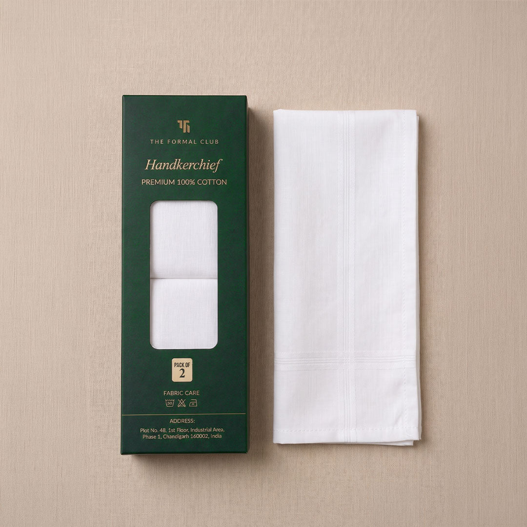 Mens Hankerchief Pure Cotton Pack of 2
