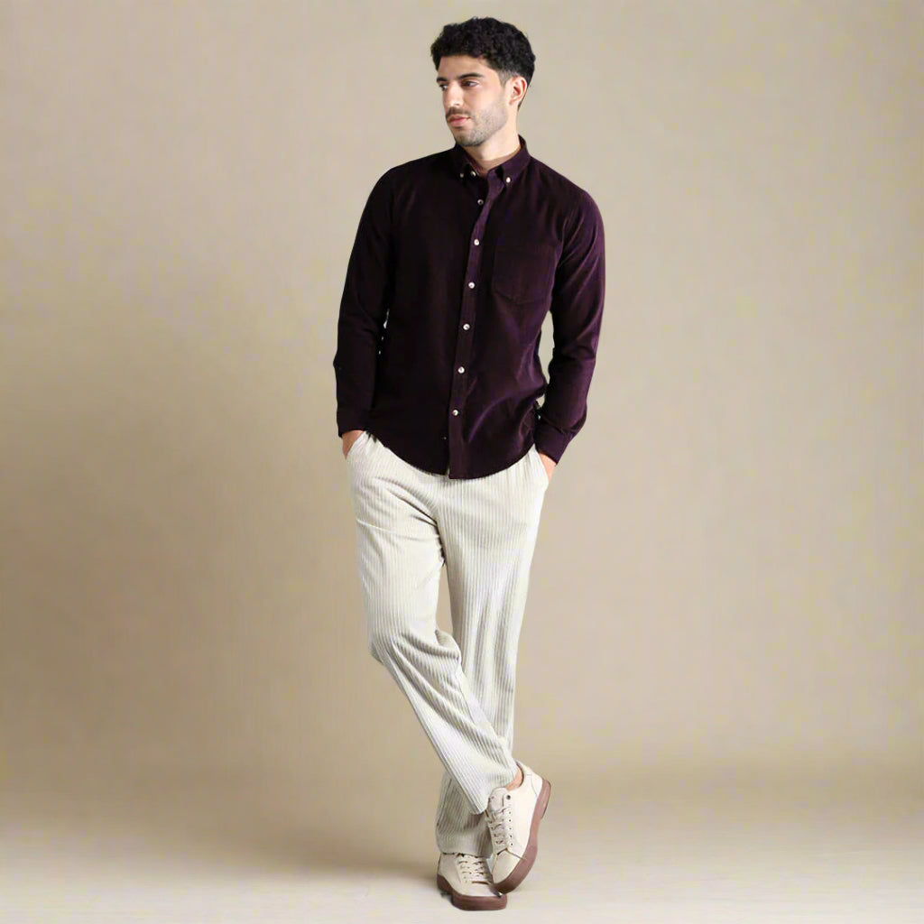 Cruise Corduroy Shirt In Purple Berry