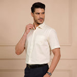 Ashley Half Sleeves Giza Cotton Shirt In Vanilla