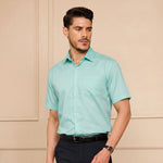 Ashley Half Sleeves Giza Cotton Shirt In Fresh Aqua