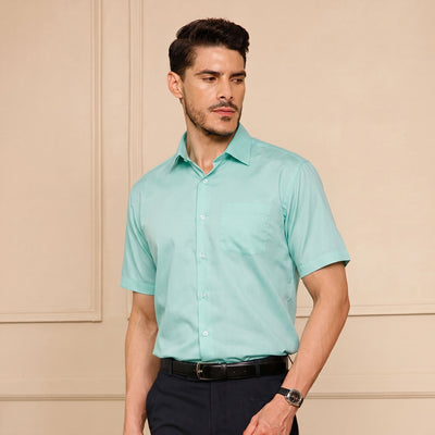 Ashley Half Sleeves Giza Cotton Shirt In Fresh Aqua