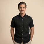Breeze Linen Half Sleeves Shirt In Raven