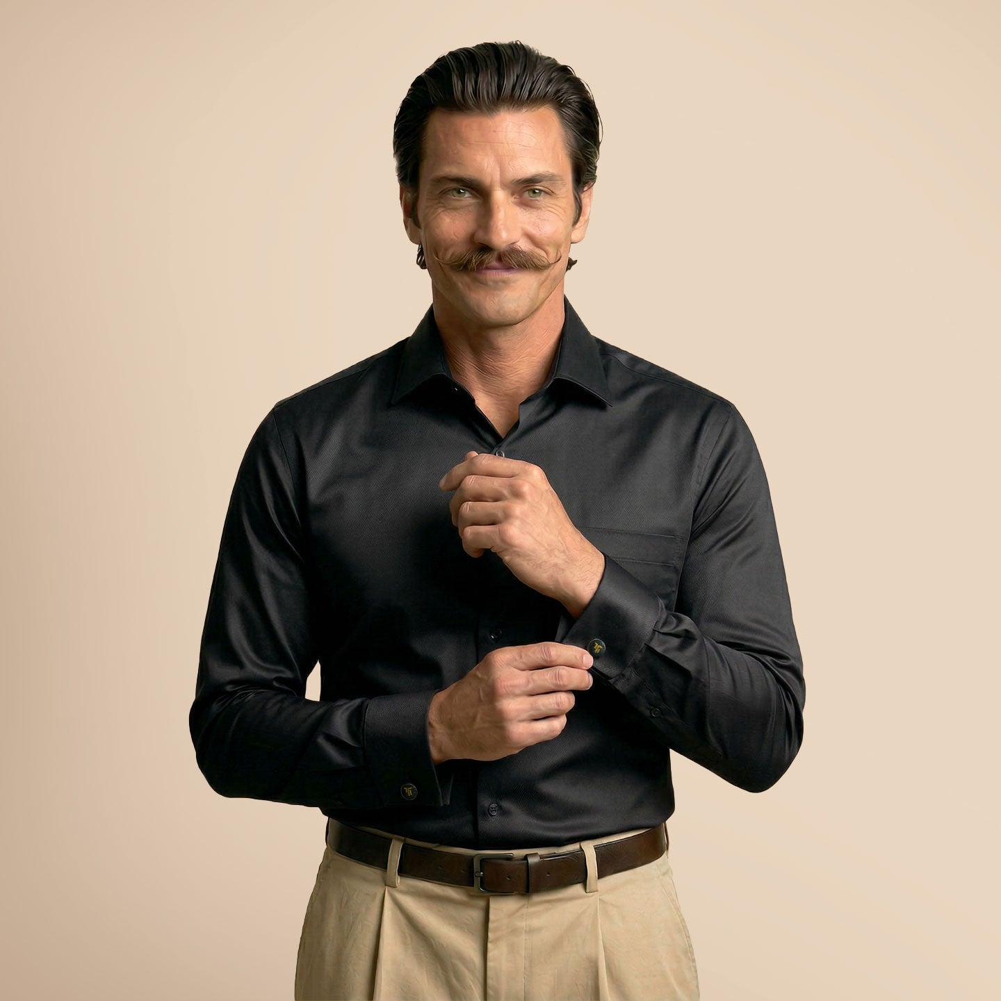 French Cuff Giza Cotton Shirt In Raven