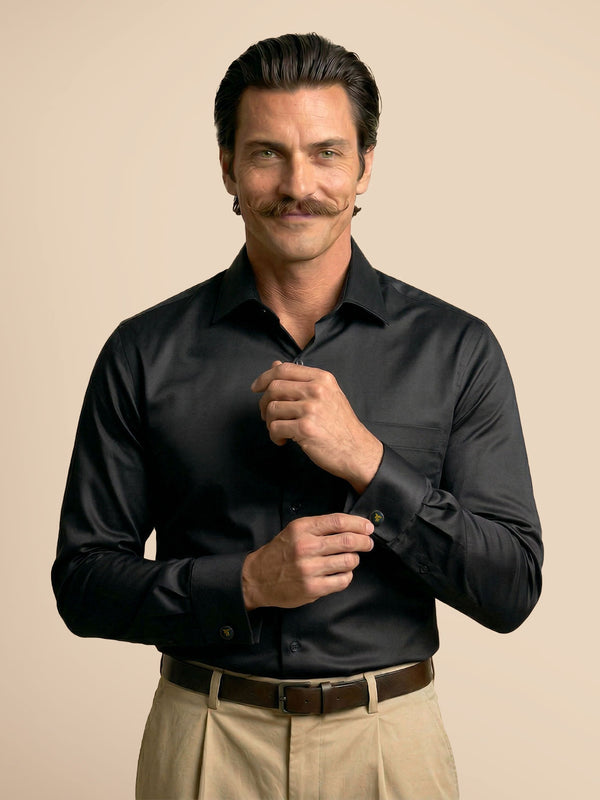 French Cuff Giza Cotton Shirt In Raven