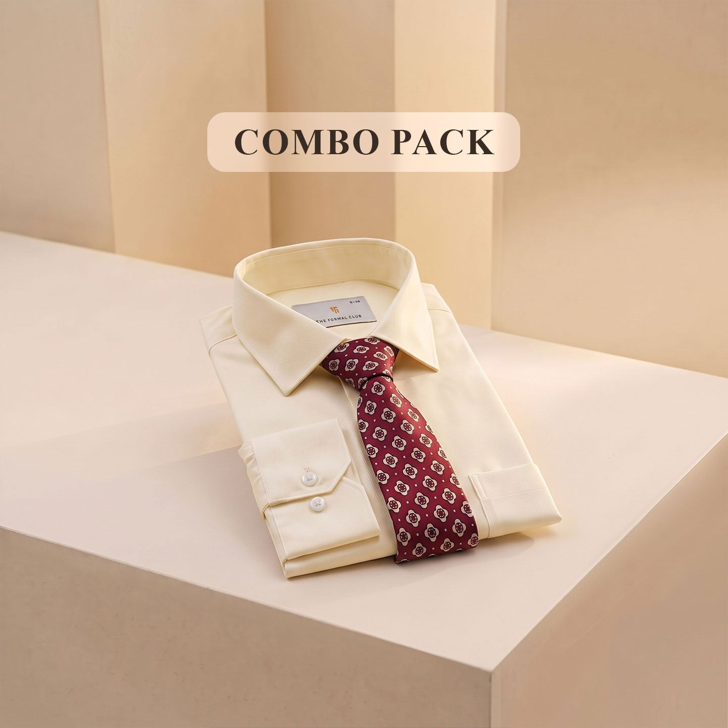Premium Best-Seller Giza Shirt In Lemon Frost & Red/Ecru Tie Combo