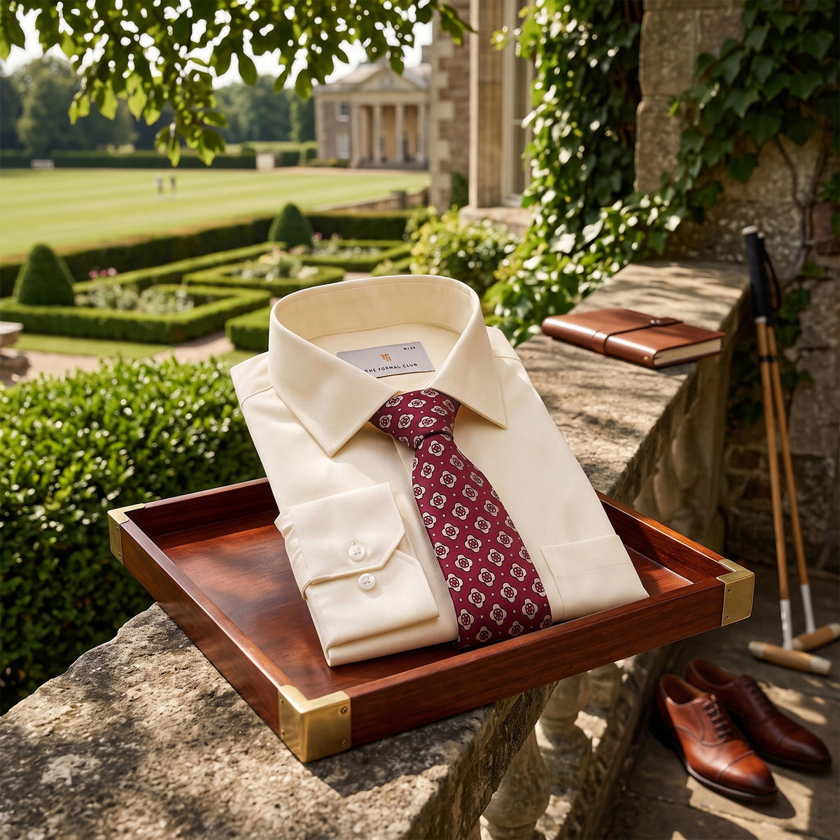 Premium Best-Seller Giza Shirt In Lemon Frost & Red/Ecru Tie Combo
