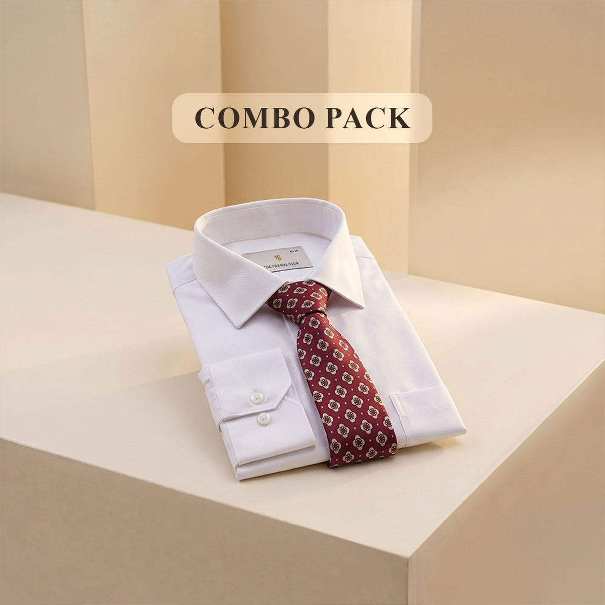 Premium Best-Seller Giza Shirt In Snow & Red/Ecru Tie Combo