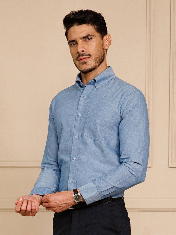 Regal Oxford Chambray Shirt in Ice Blue