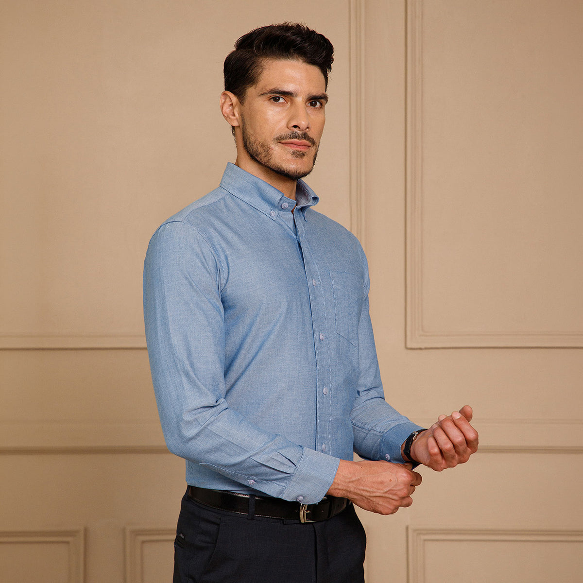 Regal Oxford Chambray Shirt in Ice Blue