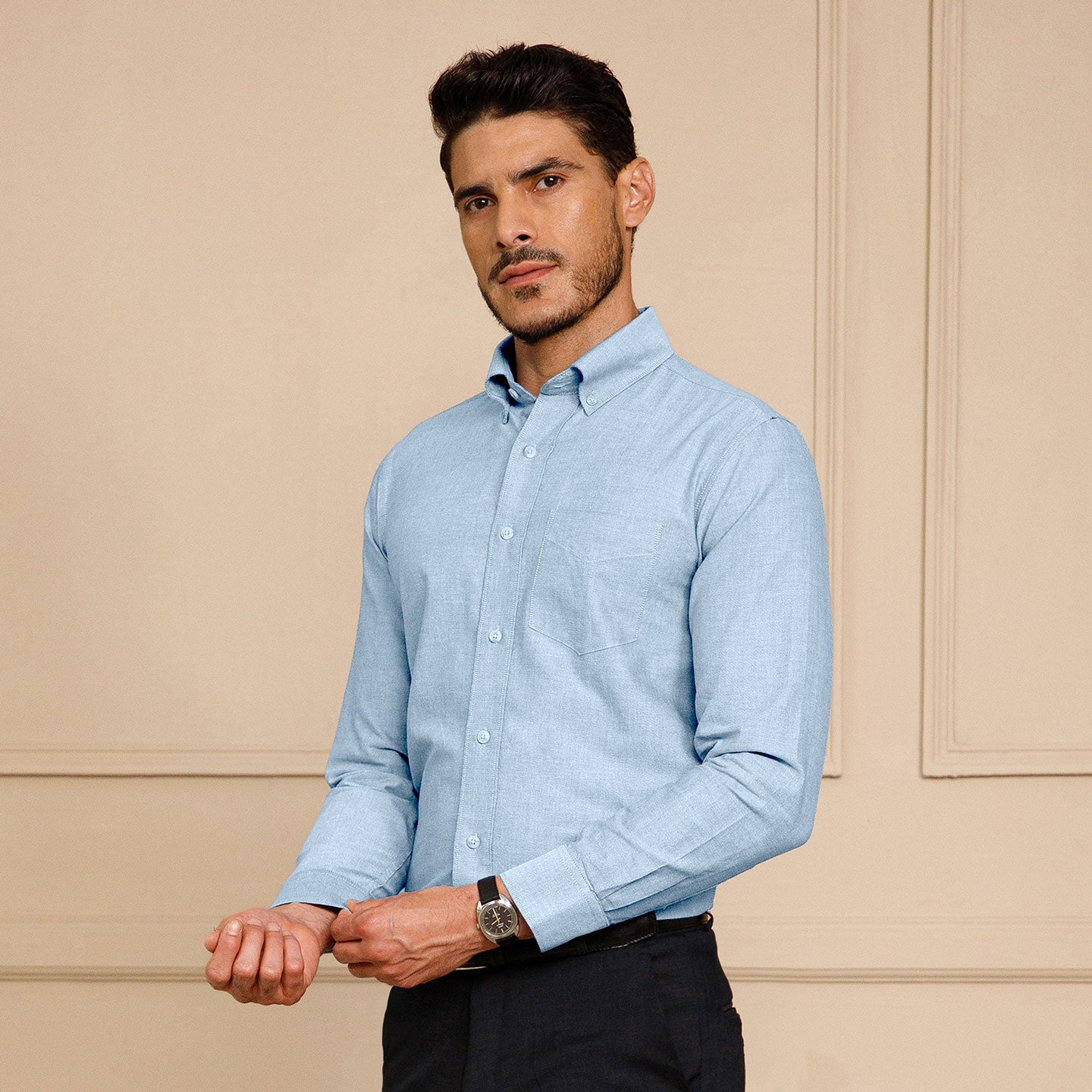 Regal Oxford Chambray Shirt In Candy Blue