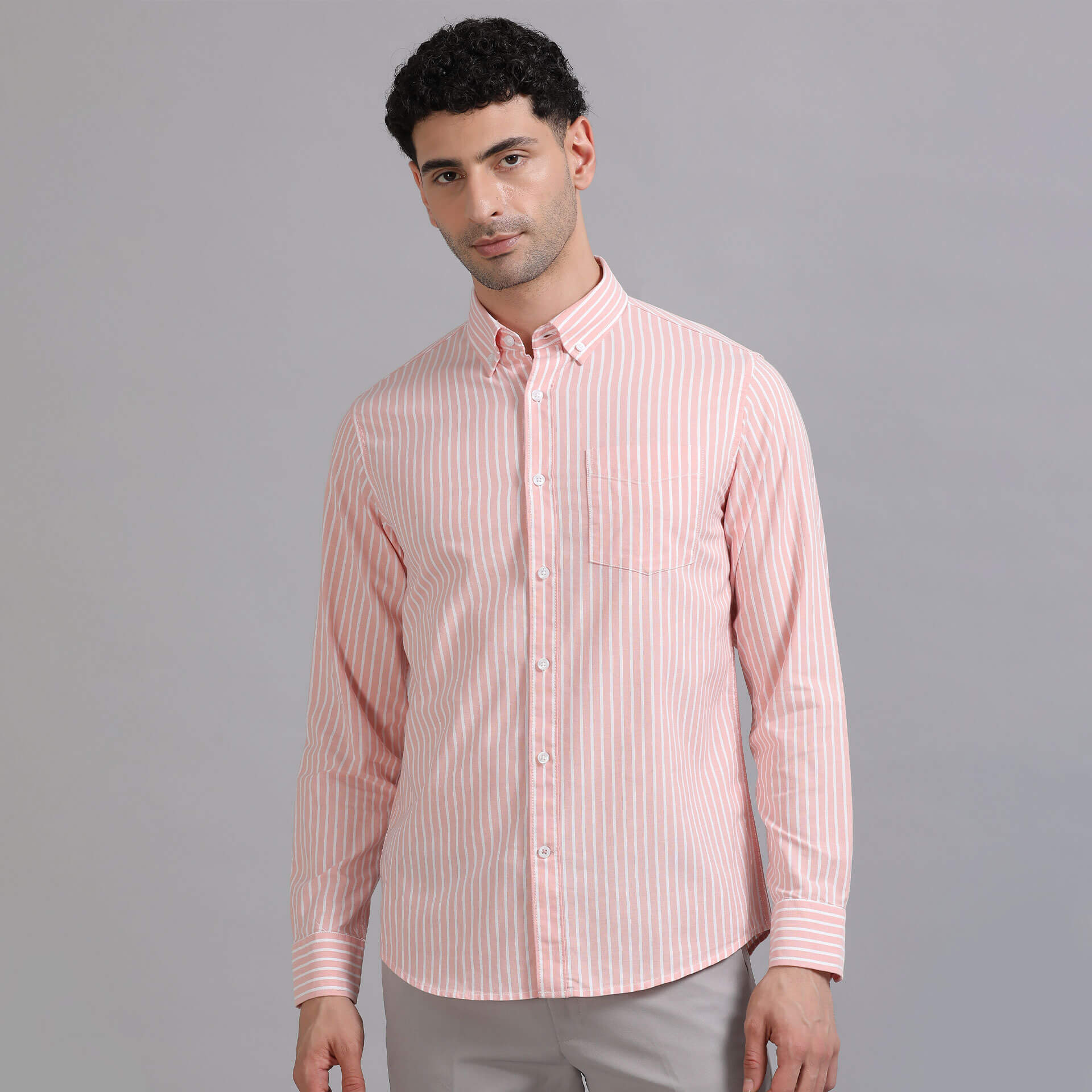 Regal Oxford Stripe Shirt In Carrot