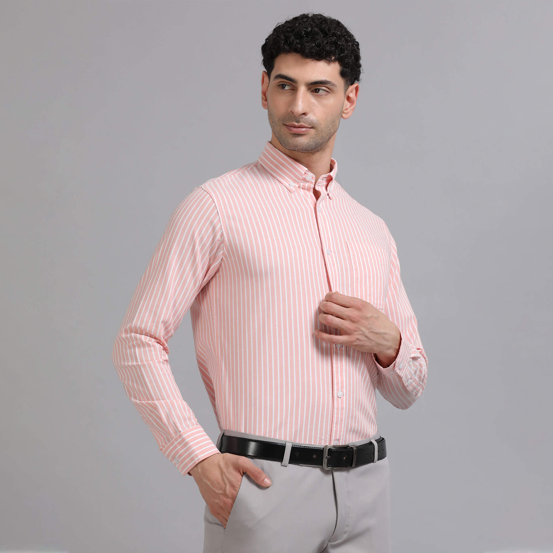 Regal Oxford Stripe Shirt In Carrot