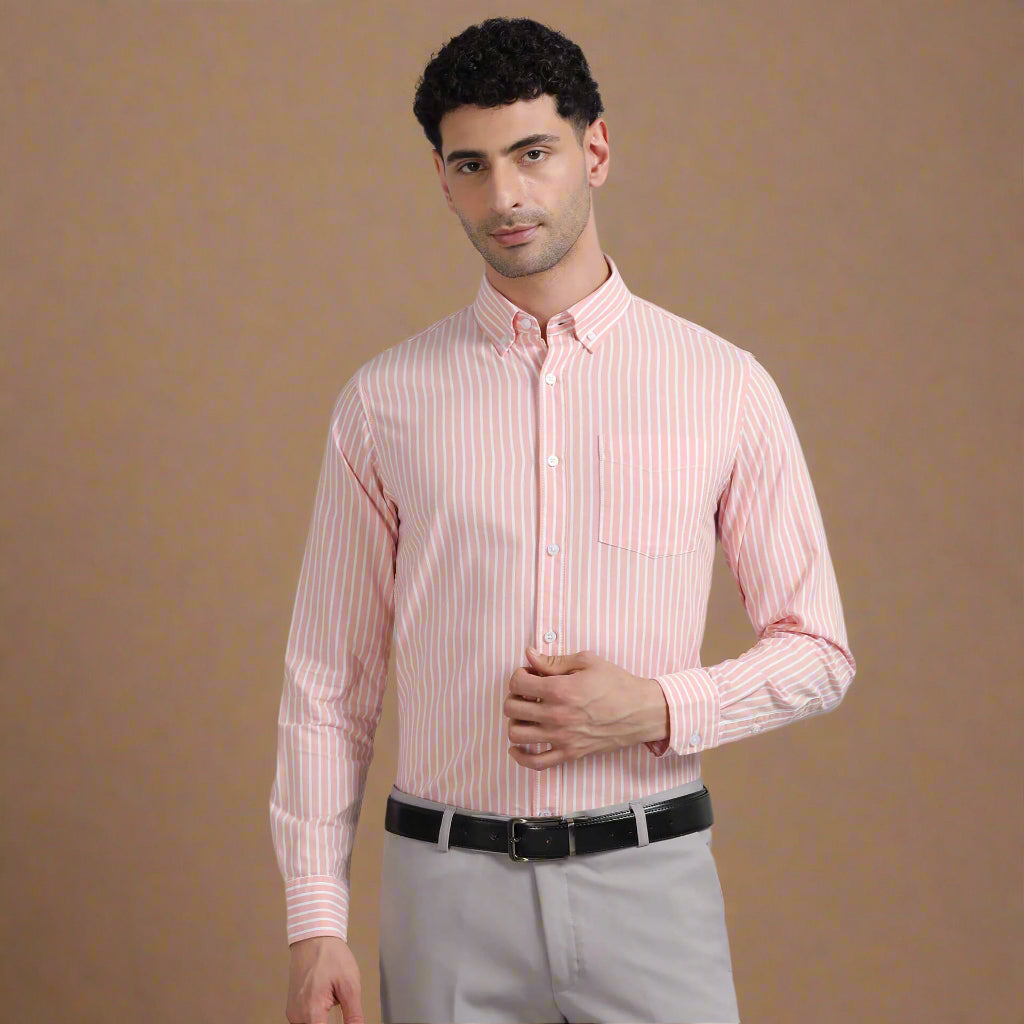 Regal Oxford Stripe Shirt In Carrot