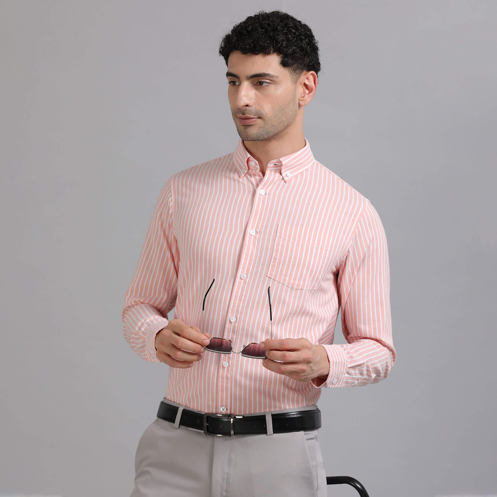 Regal Oxford Stripe Shirt In Carrot