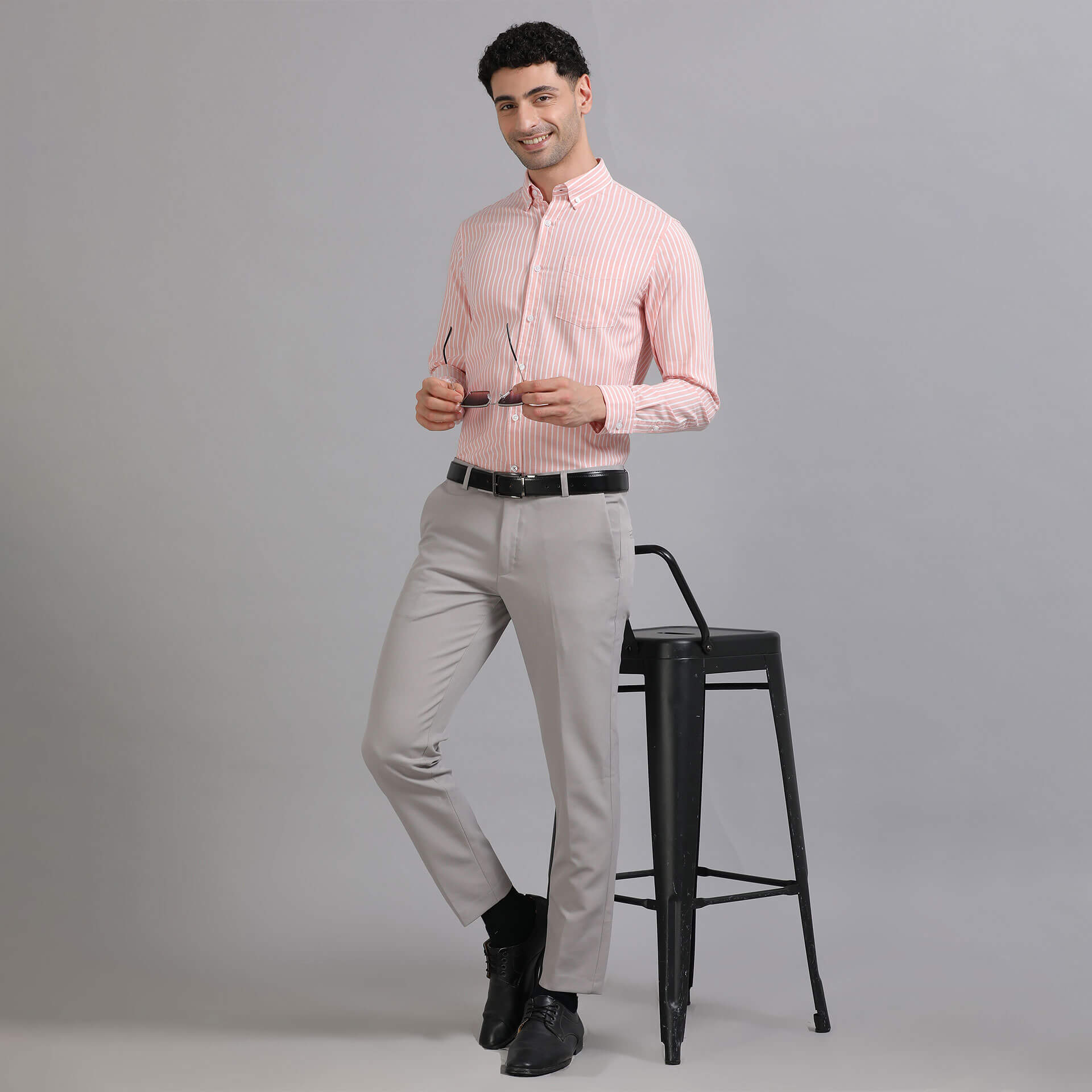 Regal Oxford Stripe Shirt In Carrot