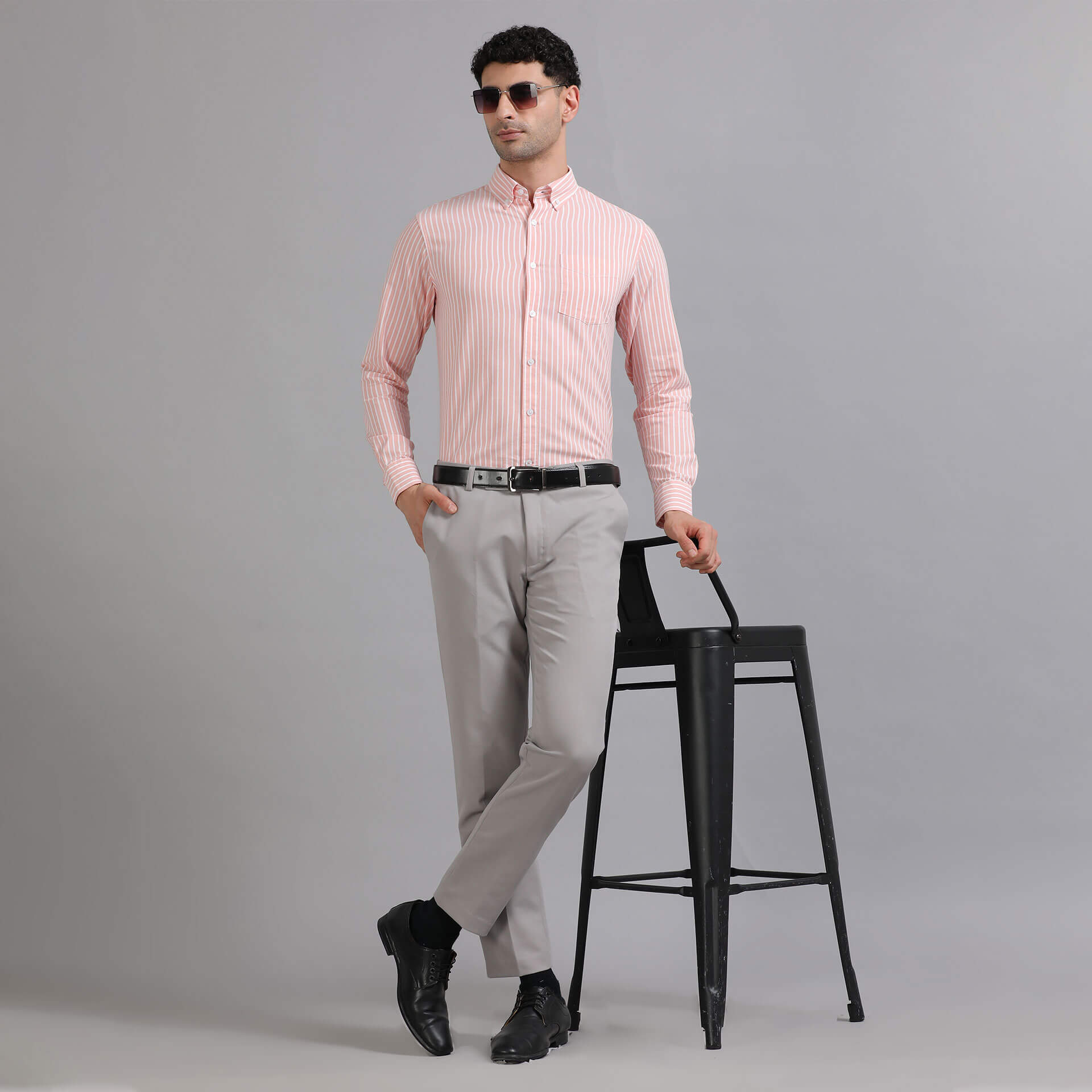 Regal Oxford Stripe Shirt In Carrot