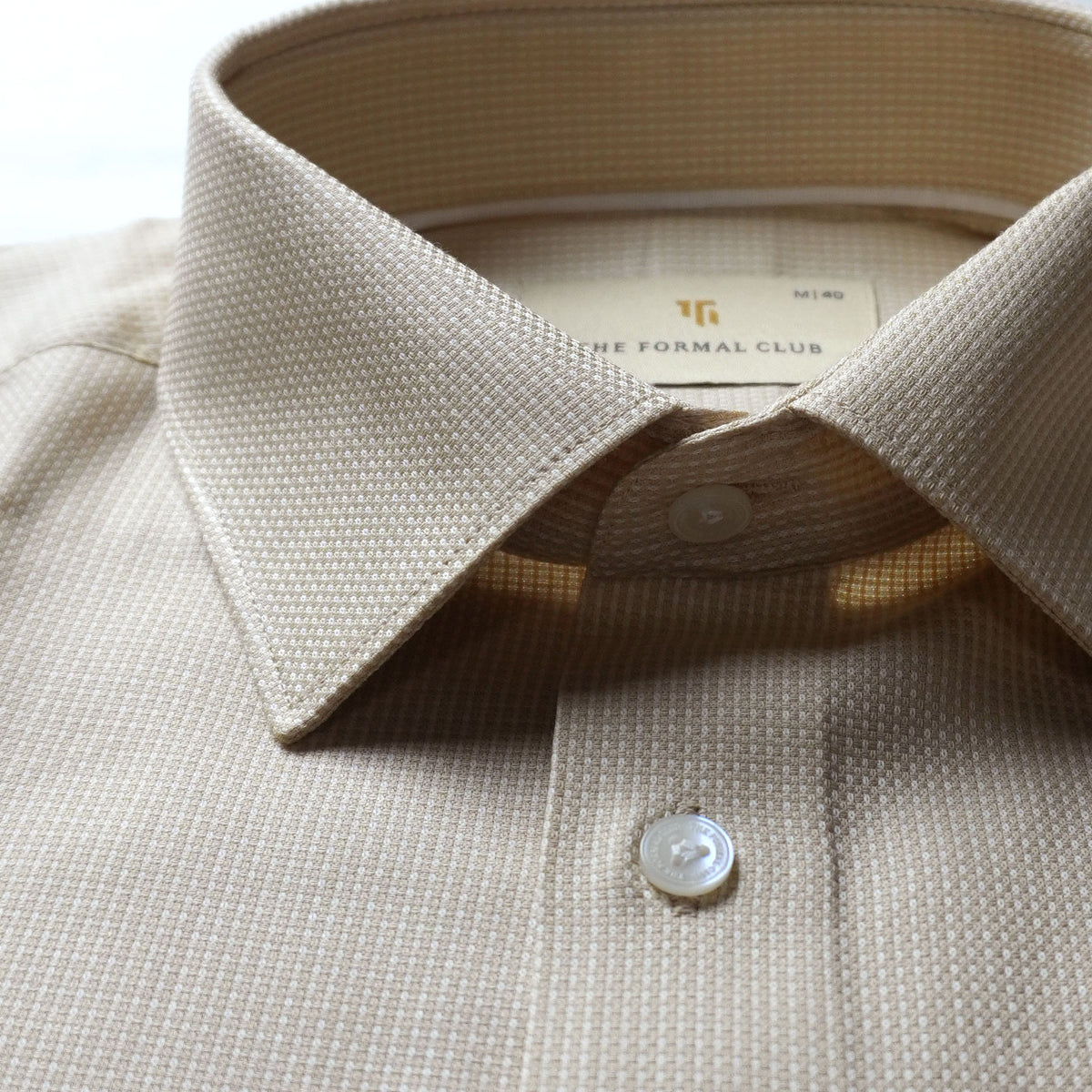 Regent Dobby Check Shirt In Champagne