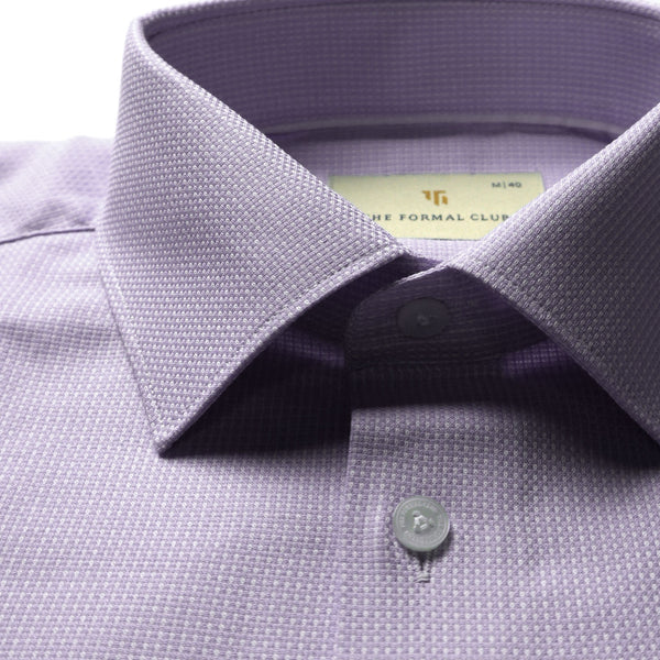 Regent Dobby Check Shirt In Lavender