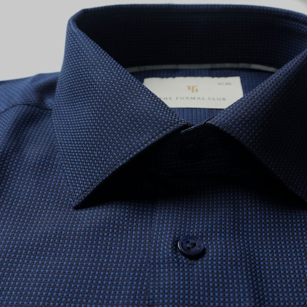 Regent Dobby Check Shirt in French Navy