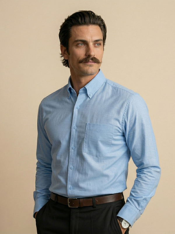 Royal Oxford Dobby Shirt in Maya Blue