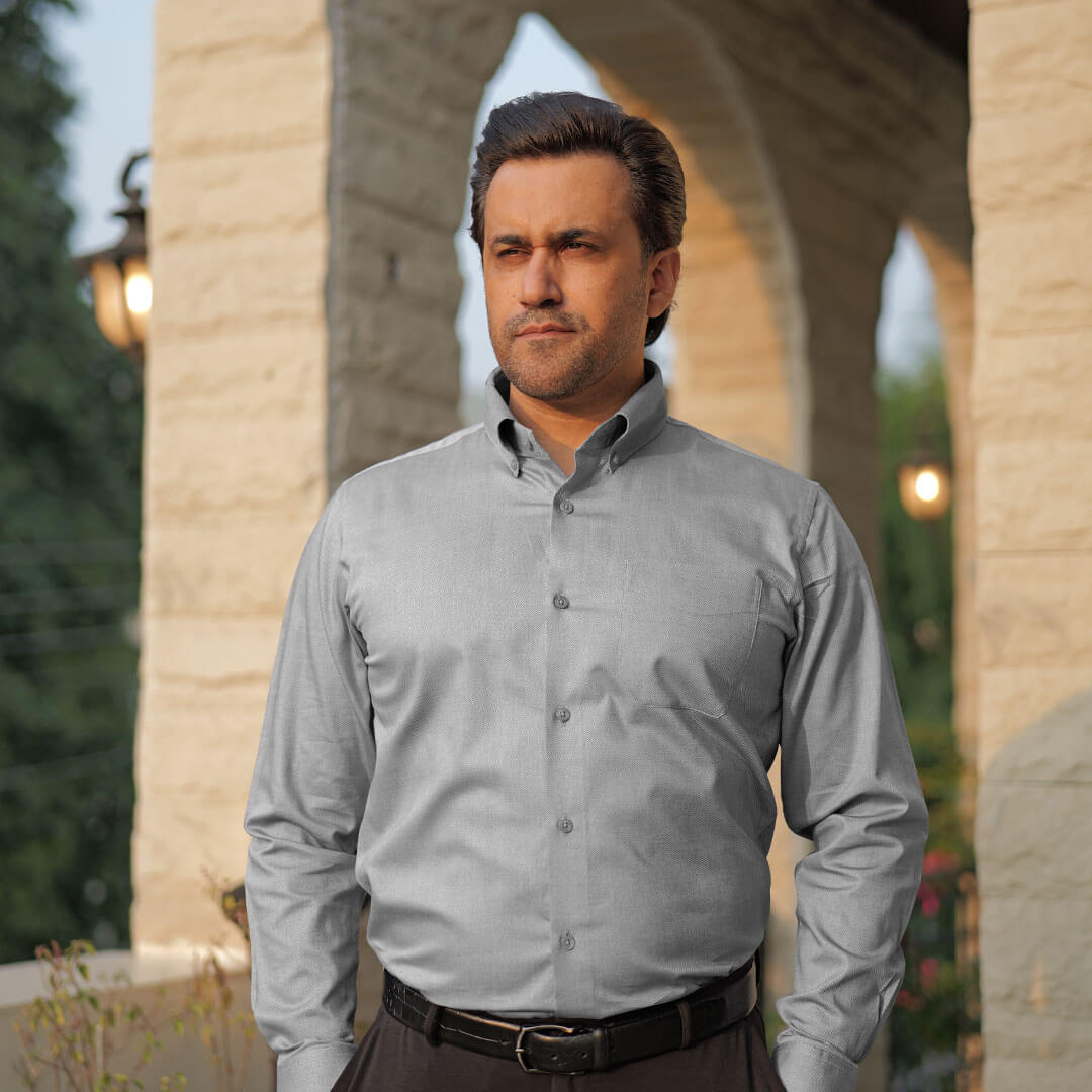 Royal Oxford Dobby Shirt in Dove Grey