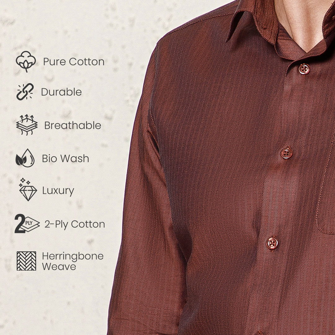 Imperial Herringbone 2 Ply Giza Shirt In Ruby
