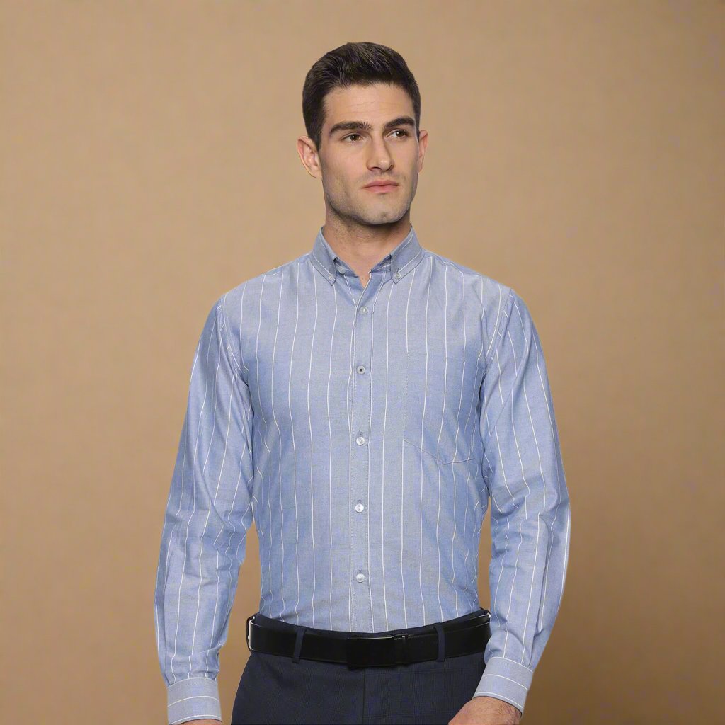 Regal Oxford Stripe Shirt In Blue Classic Fit