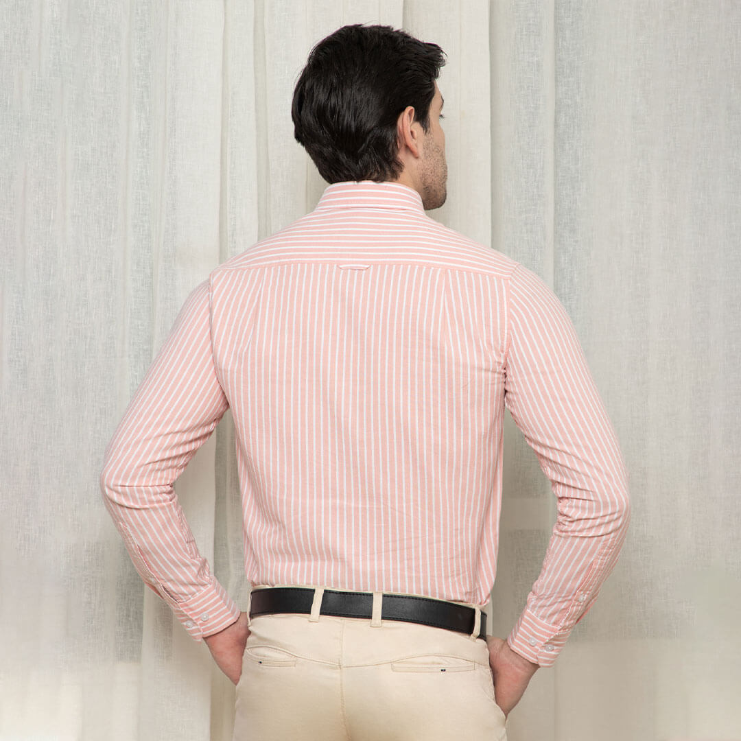 Regal Oxford Stripe Shirt In Carrot