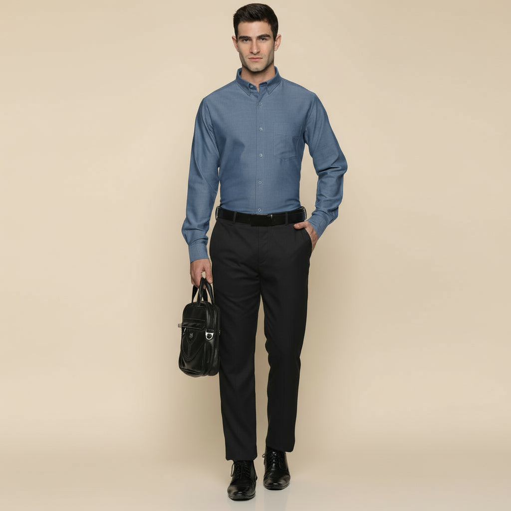 Royal Oxford Dobby Shirt in Midnight Blue