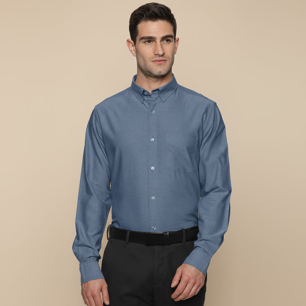 Royal Oxford Dobby Shirt in Midnight Blue