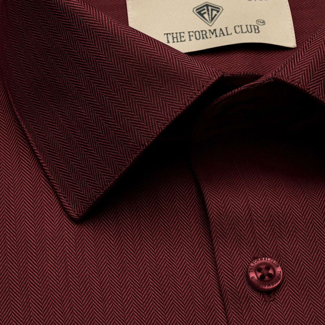 Imperial Herringbone 2 Ply Giza Shirt In Ruby