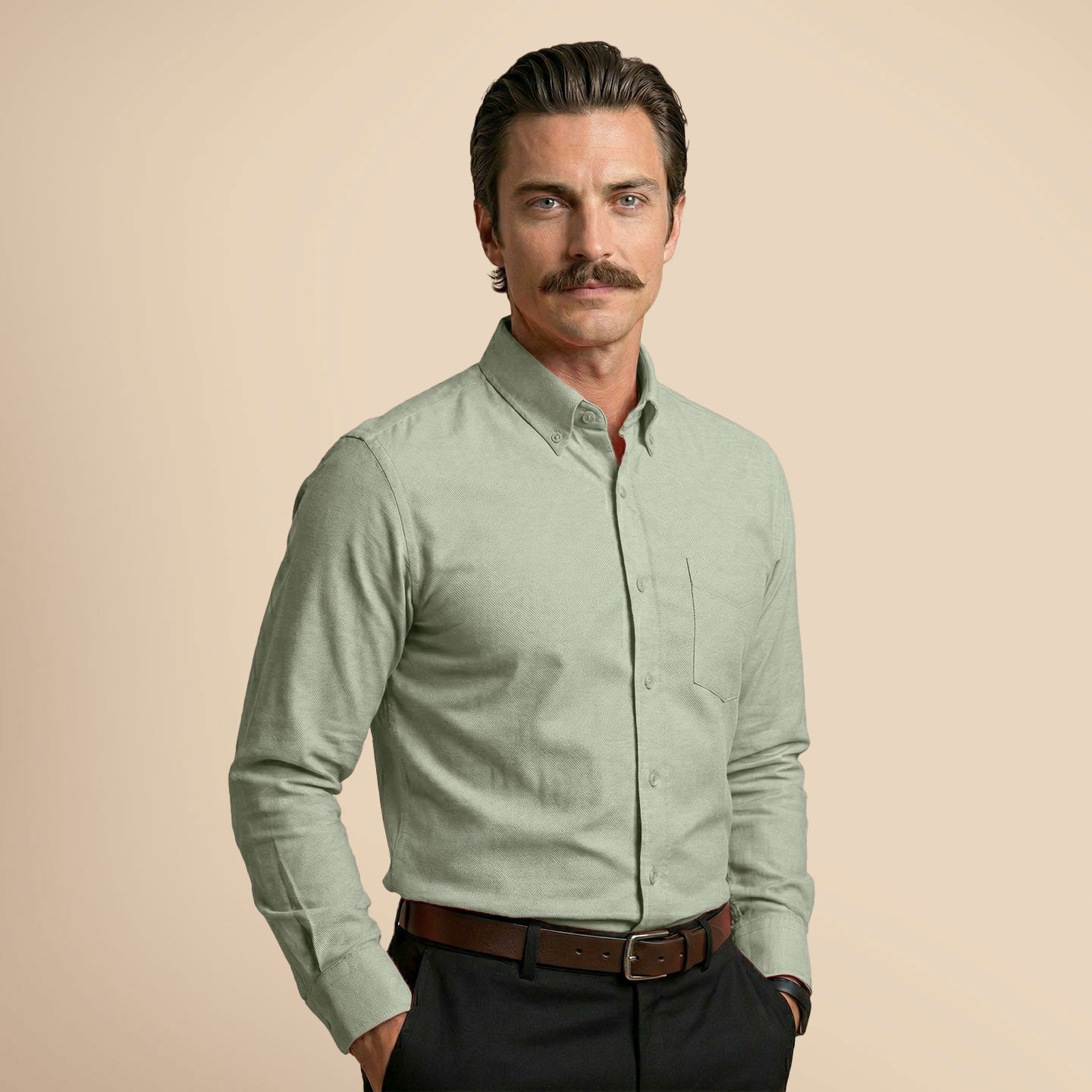 Regal Oxford Solid Shirt In Sage Green
