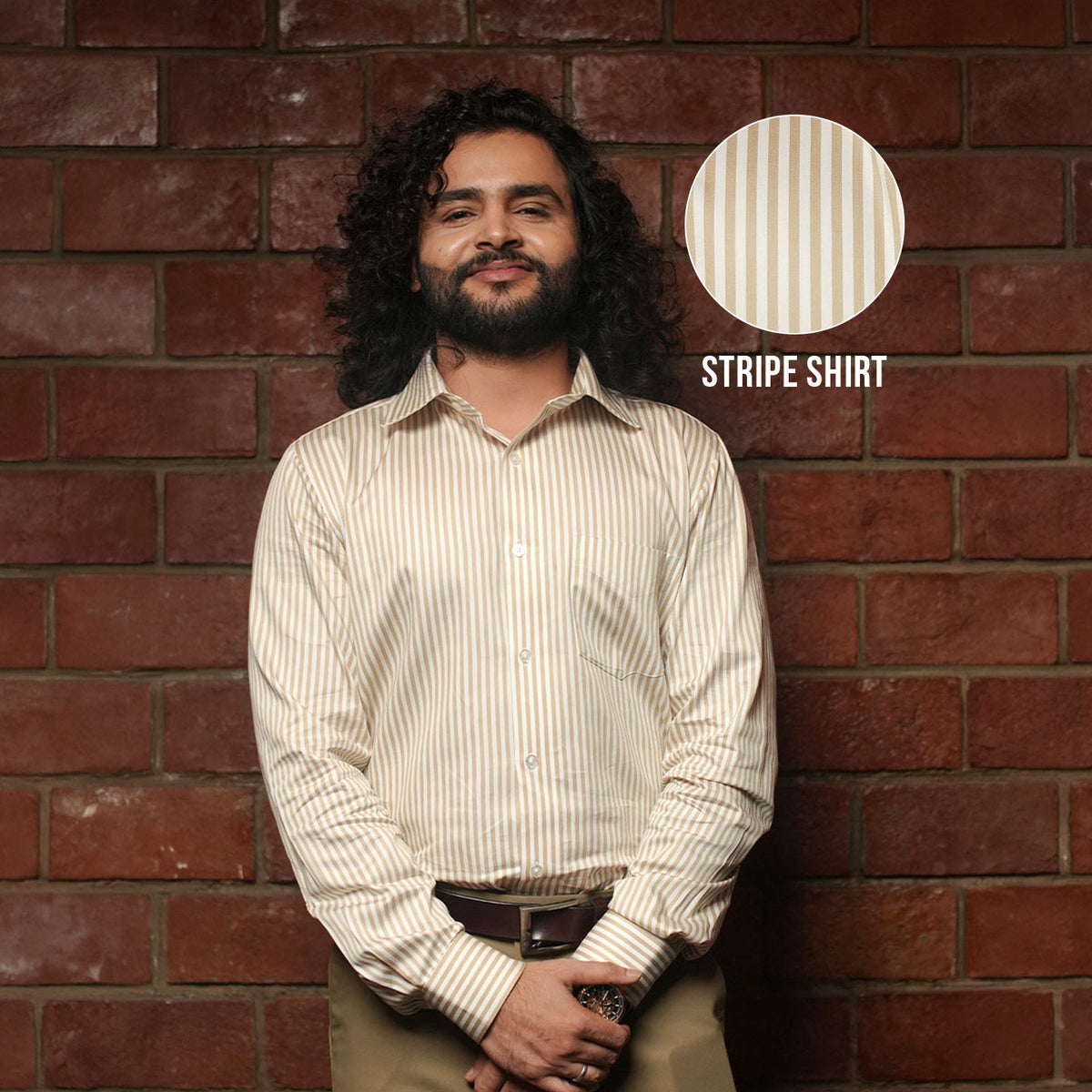 Boardroom Bengal Stripes Shirt In Sand