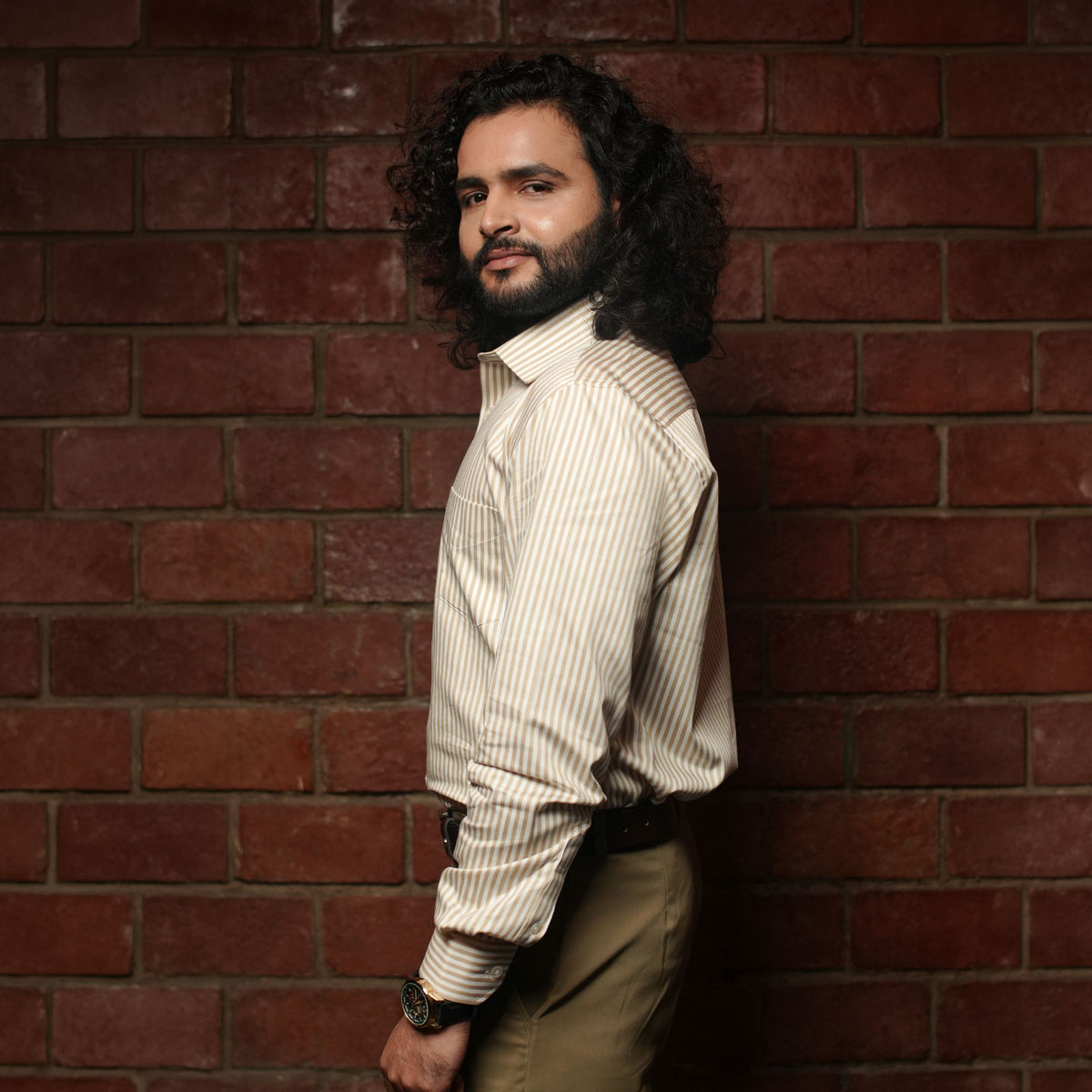 Boardroom Bengal Stripes Shirt In Sand
