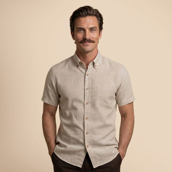 Breeze Linen Half Sleeves Shirt In Sand