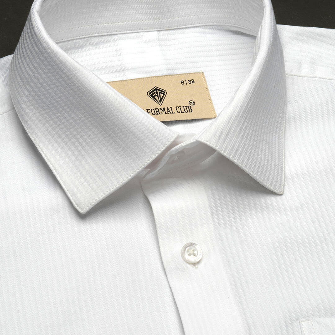 Crest Self Stripe 2 Ply Giza Shirt in Cloud White