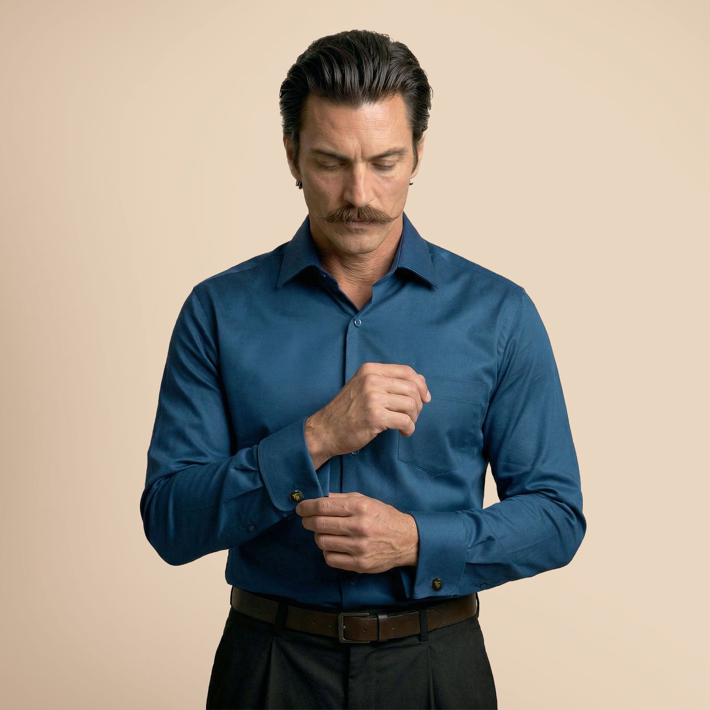 French Cuff Giza Cotton Shirt In Slate Blue