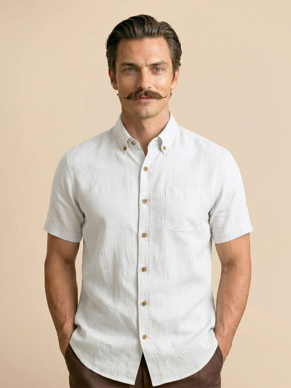 Breeze Linen Half Sleeves Shirt In Snow