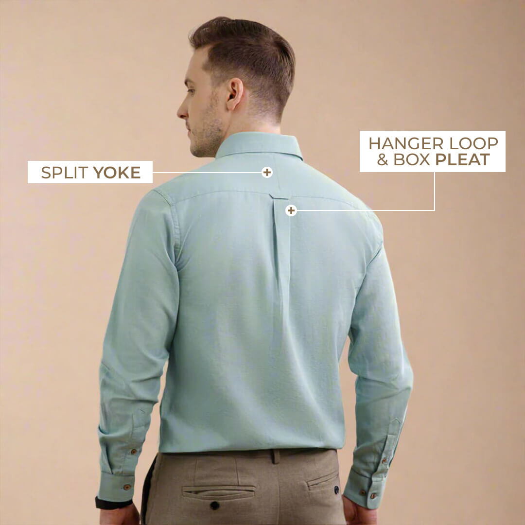 Breeze Linen Full Sleeves Shirt In Seaweed