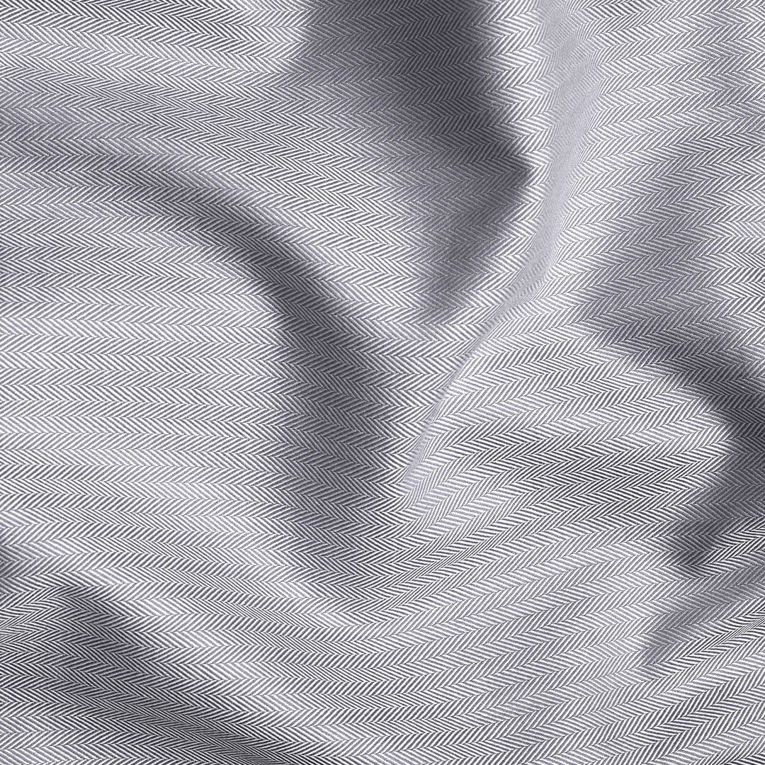 Imperial Herringbone 2 Ply Giza Shirt In Silver Grey