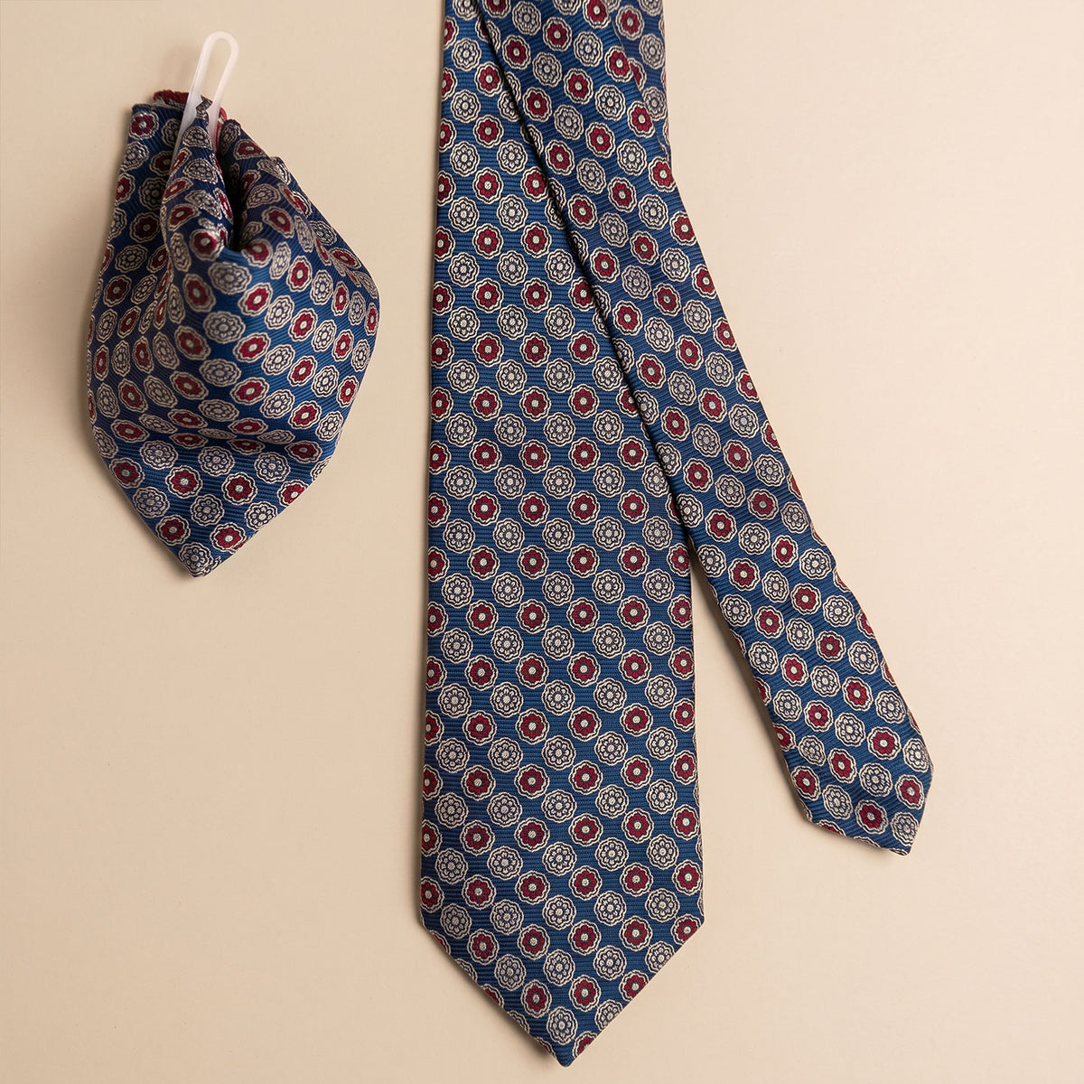 Premium Best-Seller Giza Shirt In Snow & Cobalt/Wine Tie Combo
