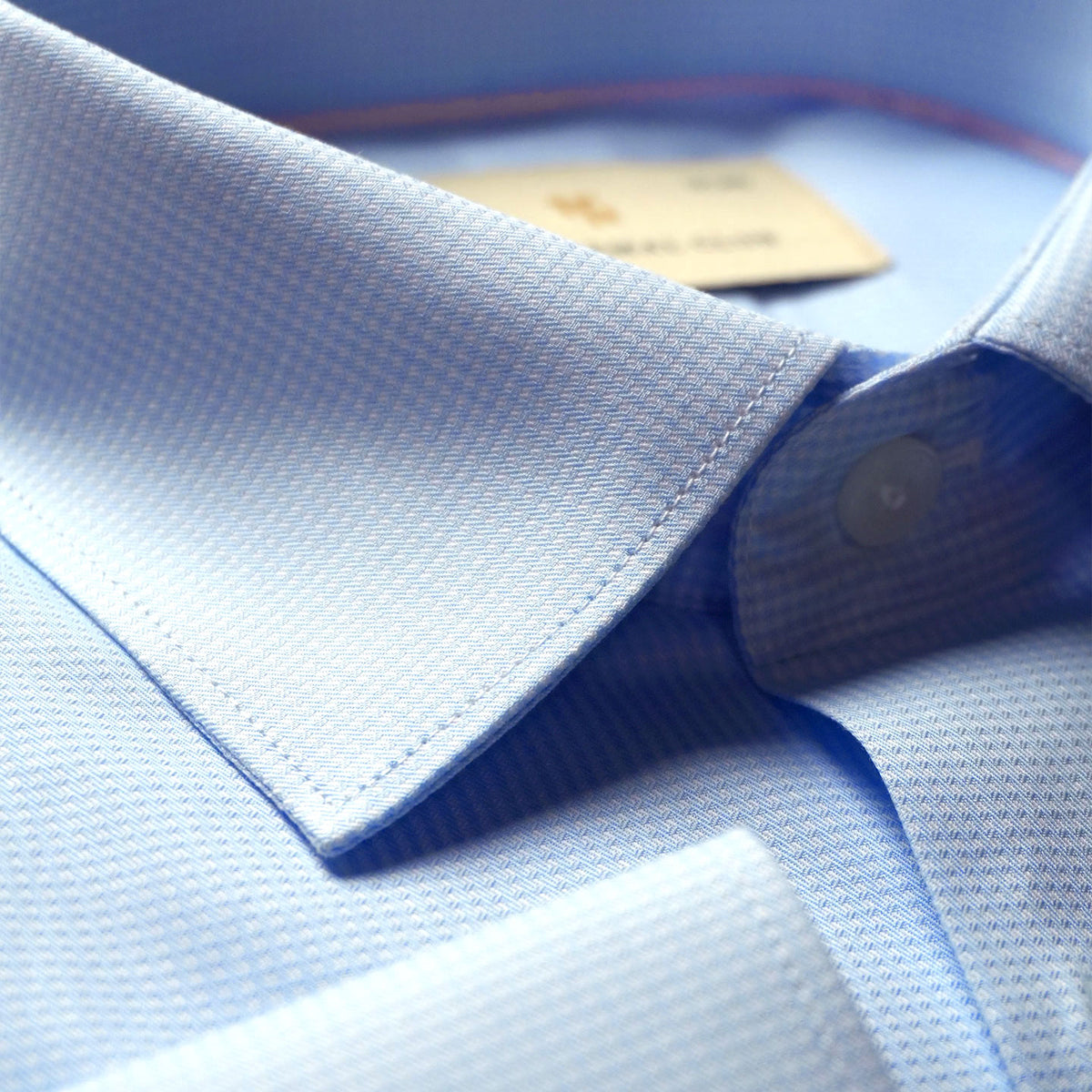 Statemans Micro Dobby Checks Shirt In Ice Blue