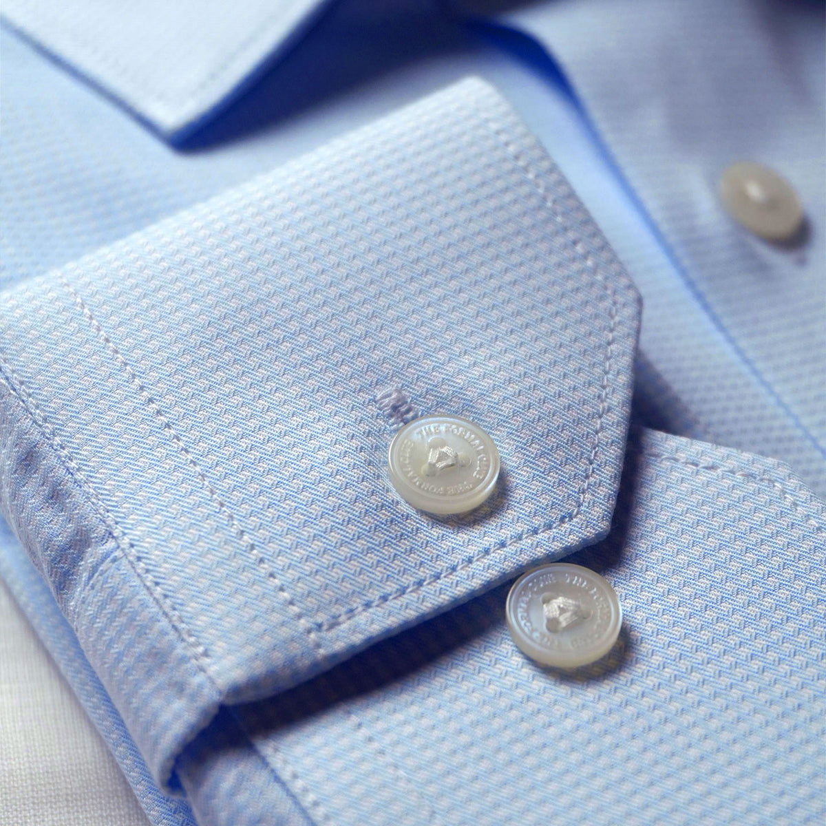Statemans Micro Dobby Checks Shirt In Ice Blue