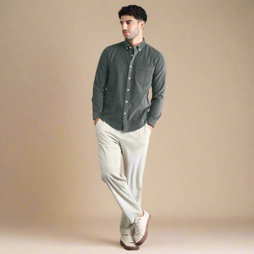 Cruise Corduroy Shirt In Steel Grey