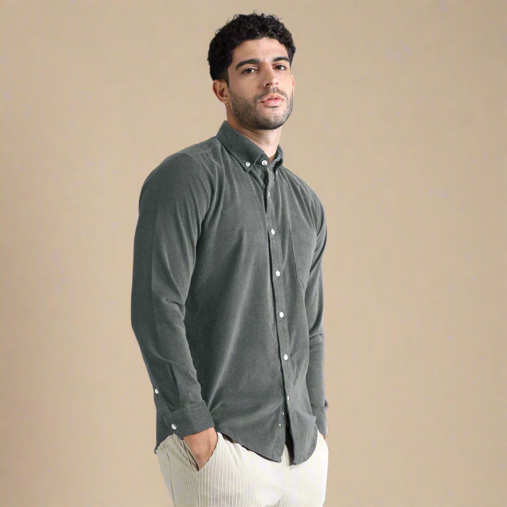 Cruise Corduroy Shirt In Steel Grey