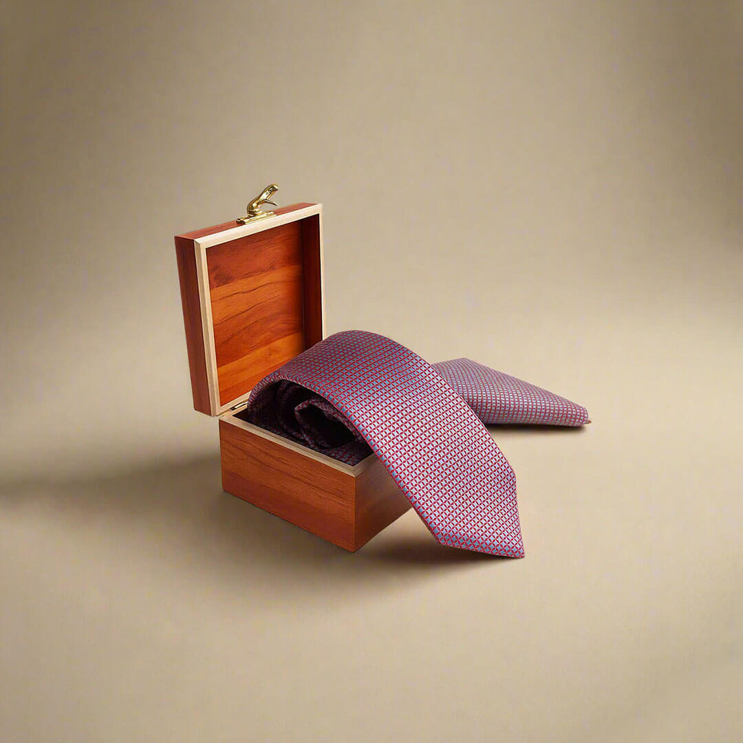 Duke Polka Dots Handmade Tie & Pocket Square in Pink & Silver