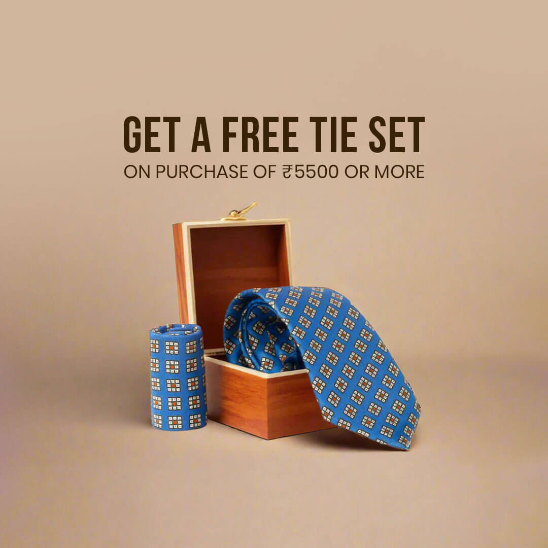 Diamond Squares Handmade Tie & Pocket Square in Sky & Ivory