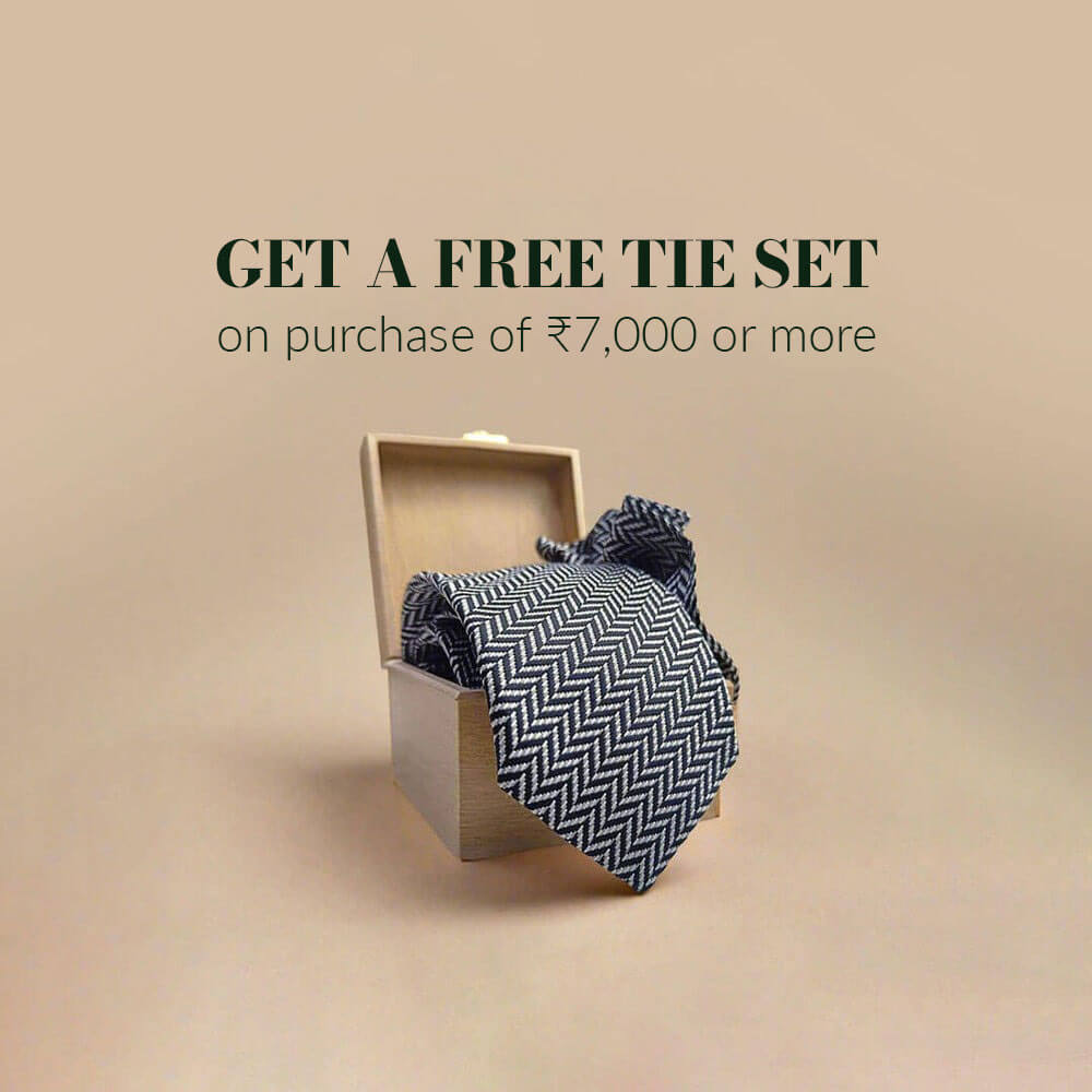 Chevron Handmade Tie & Pocket Square in Black & Grey