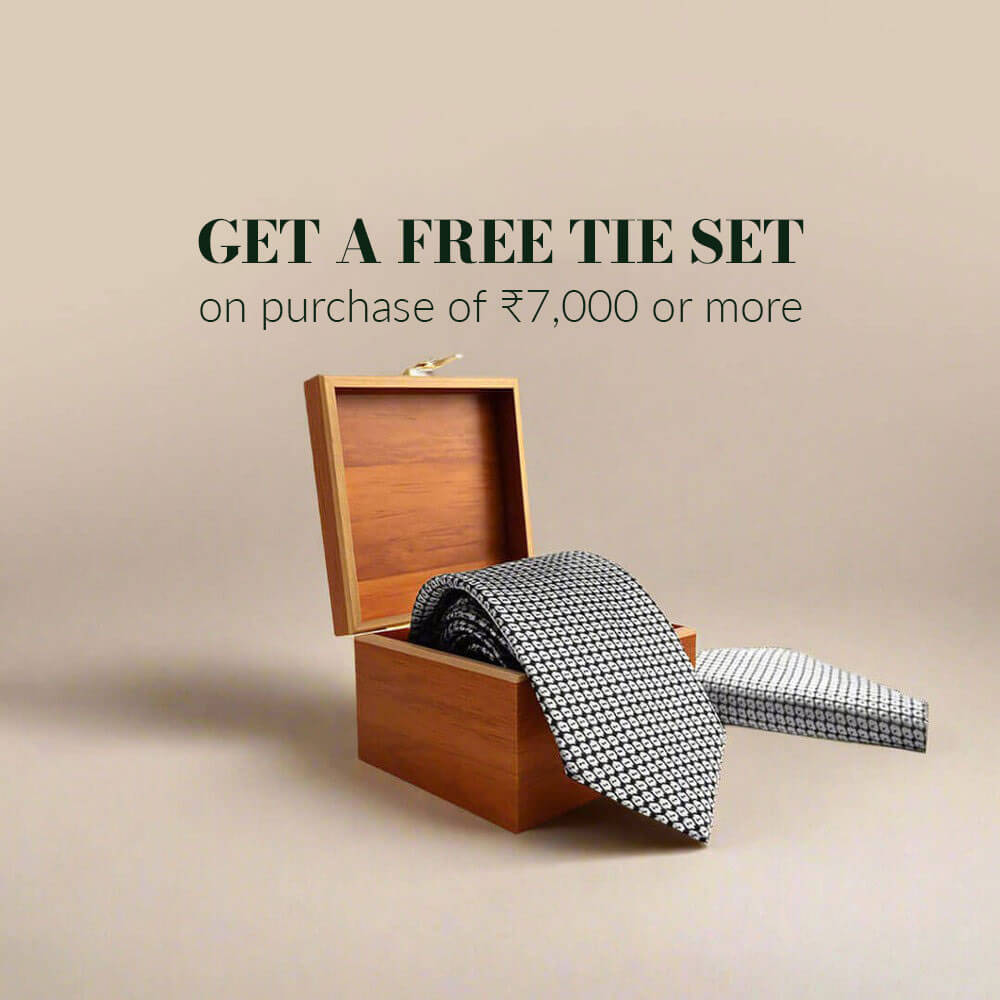 Windsor Geometric Handmade Tie & Pocket Square in Black & Silver